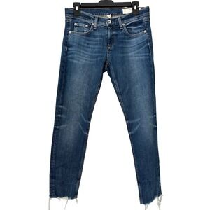 Rag & Bone Dre Capri Jeans Womens Size‎ 25 Raw Hem Distressed Denim Blue